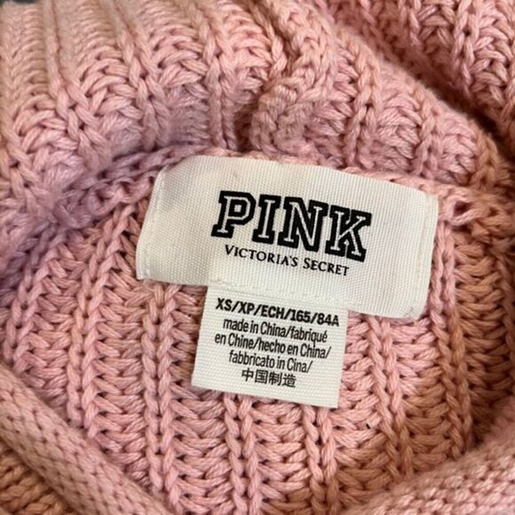 PINK by Victoria's Secret Women's Pink Knit Hooded Cropped Sweater Size X-Small - Picture 5 of 10